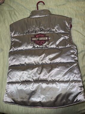 Vintage Harley-Davidson Gray Metallic Logo Zipper Vest